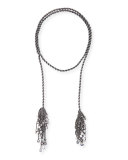 Sloan Long Tassel Necklace, Gray Metallic