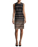 Sleeveless Jacquard Sheath Dress 