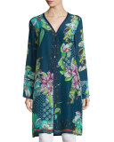 Garden Floral-Print Long Cardigan