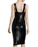 Piera Embellished V-Neck Sheath Dress, Black