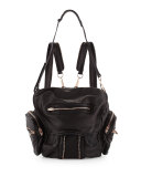Mini Marti Leather Backpack, Black/Rose Gold
