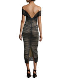 Stretch-Bandage Midi Dress, Black