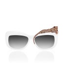 Rose Et La Mere Leopard Sunglasses, White                   