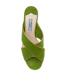 Suede Platform Cork-Heel Mule Sandal