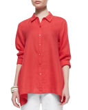 Handkerchief Linen Boxy Shirt, Plus Size