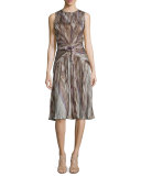 Larisa Sleeveless Plisse Dress, Lilac/Multi