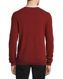 Cashmere Long-Sleeve V-Neck Sweater, Brick