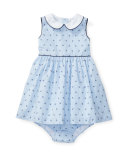 Sleeveless Striped Anchor Dress w/ Bloomers, Blue, Size 6-24 Months