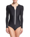 UPF 50 Long-Sleeve Zip Swimsuit