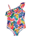 Banana Leaf One-Piece Swimsuit, Multicolor, Size 4-7