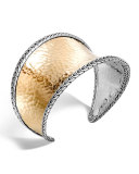 Hammered 18K Gold Chain Cuff Bracelet
