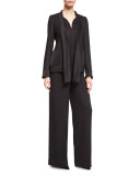 Eve Sleeveless Deep-V Jumpsuit, Black