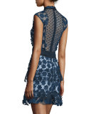 Sleeveless Tiered Lace Mini Dress, Navy