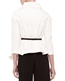 Belted Silk Wrap Blouse, Ivory