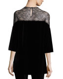 Velvet & Lace 3/4-Sleeve Tunic, Black