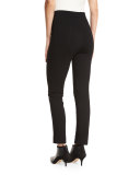 High-Waist Zipper-Detail Leggings, Nero