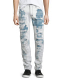 Barracuda Bleached & Distressed Denim Jeans, Light Blue
