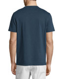 Striped Slub-Knit Short-Sleeve Henley T-Shirt, Midnight