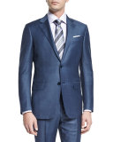 Sharkskin Silk-Blend Two-Piece Suit, Blue
