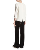 Open-Back Crewneck Top, Chalk