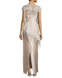 Tulle and Gazar Peplum Gown, Champagne