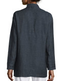 Organic Linen One-Button Long Blazer 