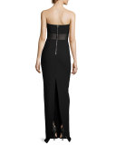 Strapless Ponte Column Gown, Black