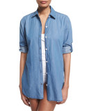 Chambray Boyfriend Coverup Shirt