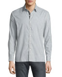 Gingham Woven Sport Shirt, Gray Pattern