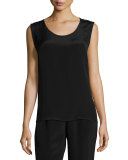 Long Silk Crepe Tank Top