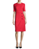 Short-Sleeve Sheath Dress, Cherry