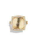 14mm Châtelaine 18K Champagne Citrine Ring with Diamonds, Size 7