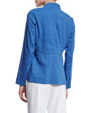 Shawl-Collar Peplum Jacket, Blue
