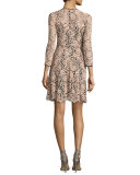 3/4-Sleeve Lace Swing Dress