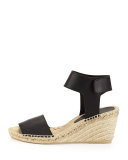 Sophie Leather Espadrille Wedge, Black