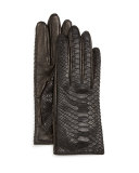Python/Napa Leather Gloves, Black/Navy
