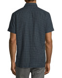 Check Short-Sleeve Woven Shirt, Navy