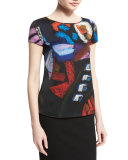 Short-Sleeve Printed Envers Blouse