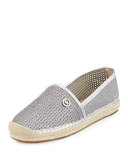 Kendrick Perforated Sparkly Espadrille Flat, Silver