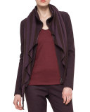 Striped Knit Trapezoid Scarf, Caimito/Mangosteen