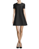 Embellished Short-Sleeve Dress, Black