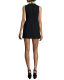 Sleeveless Rainbow Mini Shirtdress, Black