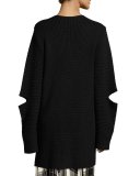 Toni Cutout Ribbed Wool-Blend Cardigan, Black