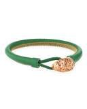18K Pink Gold Skull Bracelet with Red Sapphires, Green/Mustard