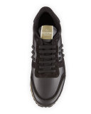 Rockrunner Leather and Suede Sneaker, Black