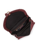 Collins Whipstitch Suede Shoulder Bag, Dark Plum