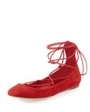 Jenessa Suede Lace-Up Ballerina Flat