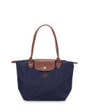 Le Pliage Medium Monogram Shoulder Tote Bag, New Navy