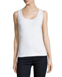 Basic Ribbed Tank, White, Plus Size