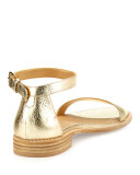 Nudistflat Metallic Napa Ankle-Wrap Sandal, Gold